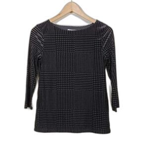 Charter Club Flocked Top Boat Neck Womans Size PP Black Petite NEW‎
